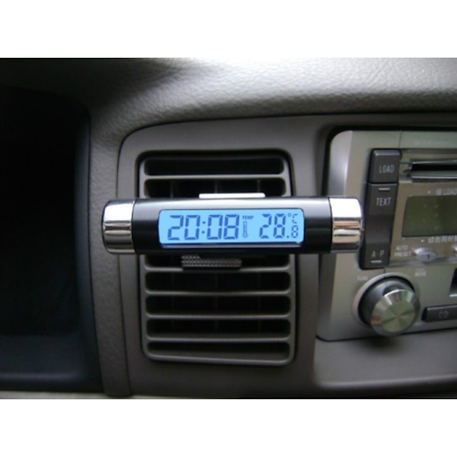  lcd del coche de moda digital de luz de fondo azul automotriz calendario reloj termómetro con mayor Clip