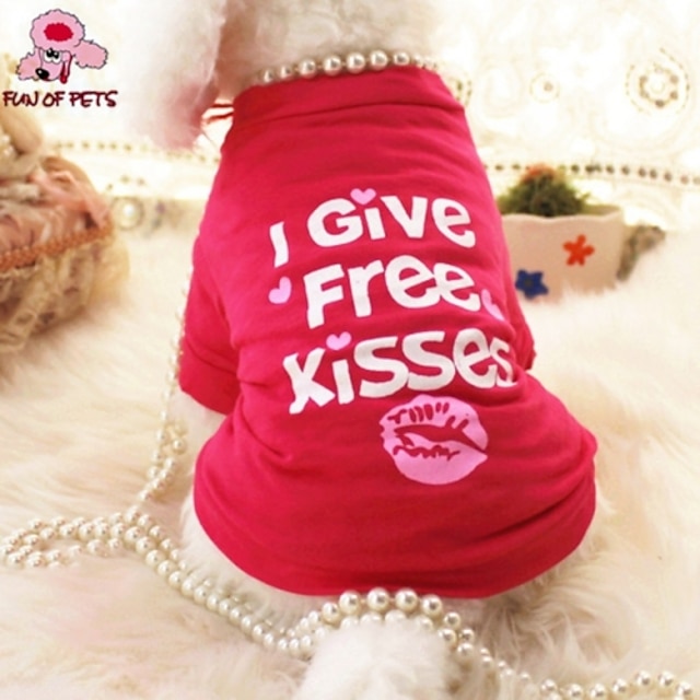  Cat Dog Shirt / T-Shirt Puppy Clothes Heart Letter & Number Cosplay Wedding Dog Clothes Puppy Clothes Dog Outfits Rose Costume for Girl and Boy Dog Cotton XS S M L