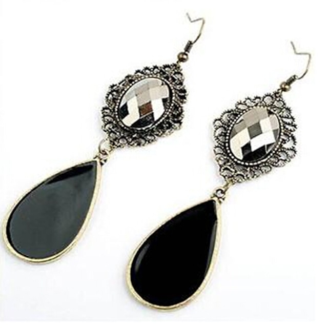  Women's Cubic Zirconia Drop Earrings Drop Ladies Bohemian Boho Cubic Zirconia Earrings Jewelry Black For