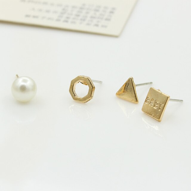  Stud Earrings Crystal Pearl Imitation Pearl Rhinestone Gold Plated 18K gold Simulated Diamond Fashion Gold White Rose Gold Jewelry 2pcs
