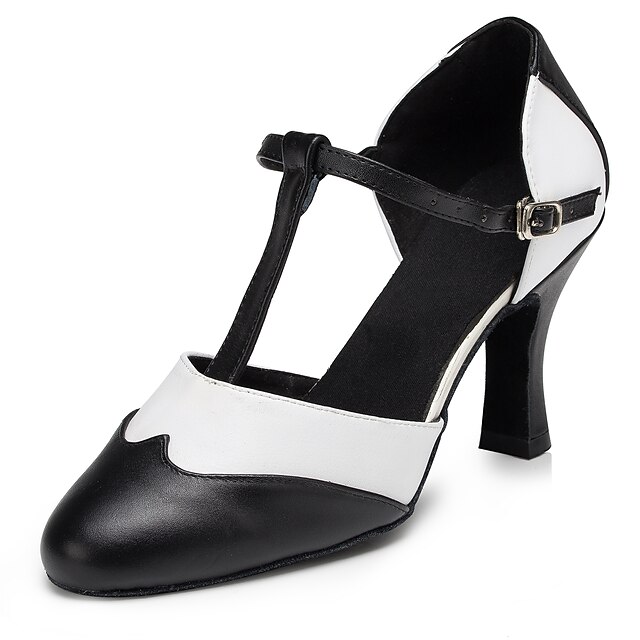  Women's Swing Shoes Flocking High Heel Professional Flared Heel Black 1