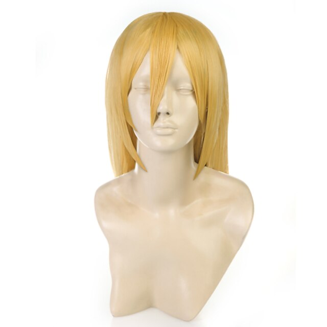  FREESHIPPING Christa Renz Cosplay Wig Japan Anime Attack On Titan Straight Gold Costume Play HOT SALE