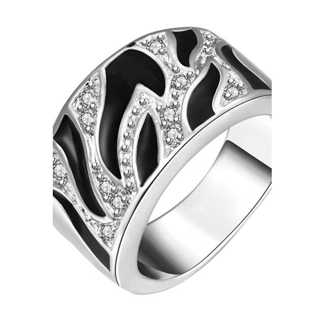  Duże pierścionki Modny Cyrkon Cyrkonia Posrebrzany Imitacja diamentu Circle Shape Geometric Shape Biżuteria Na Impreza 1szt