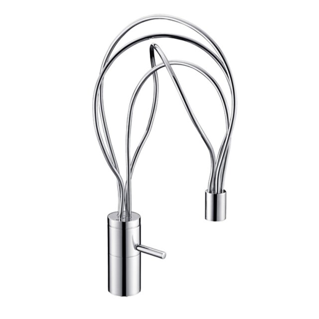  Art Deco/Retro Bar/­Prep Deck Mounted Pullout Spray with Ceramic Valve Single Handle One Hole for Chrome , Kitchen faucet