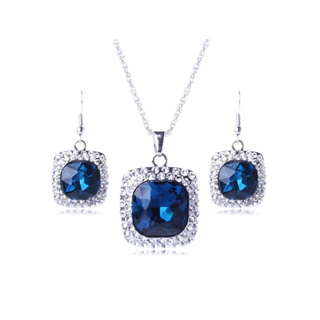  Women's Fashion Square Crystal Jewelry Sets Including Necklace&Earring(More Colors)
