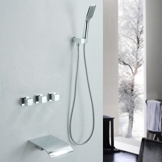  Shower Faucet Bathtub Faucet - Contemporary Chrome Tub And Shower Ceramic Valve