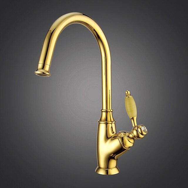  Kitchen faucet - One Hole Ti-PVD Bar / ­Prep Deck Mounted Antique Kitchen Taps / Brass / Single Handle One Hole