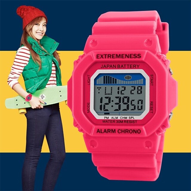  Women's Sport Watch Digital Black / White / Blue 30 m Sport Watch LED Digital Ladies Charm - Green Blue Pink