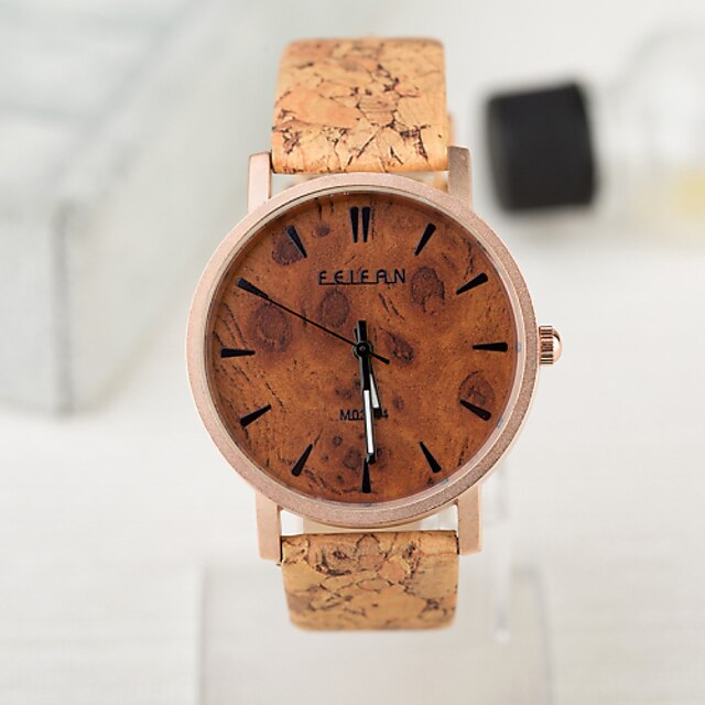  Herrn Uhr Holz Armbanduhr Quartz Wasserdicht PU Band Retro Braun Khaki