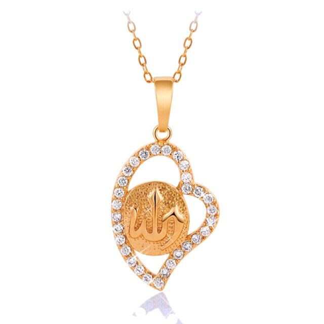  JJL Women's Fashion Elegant Hollow Out Heart-Shaped 18k Gold-Plated Pendant