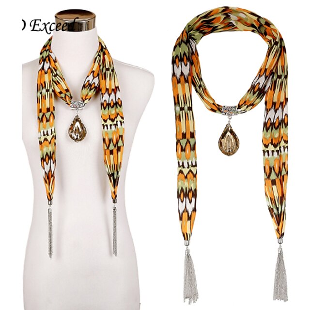 D Exceed Hot Selling Chiffon Hijab Scarf Necklace For Women's Fashion Shawls Water Drop Jewelry Scarves Necklaces