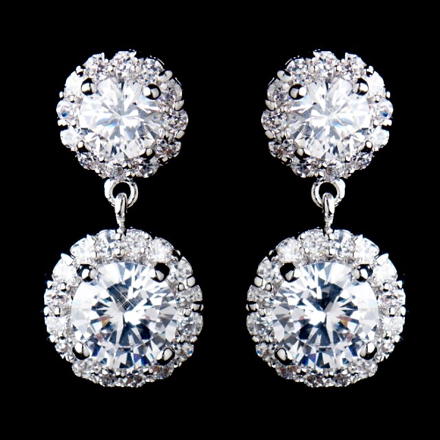  Women's Silver Clear Silver Clear Cubic Zirconia Drop Earrings - Cubic Zirconia, Silver Classic Silver For Party