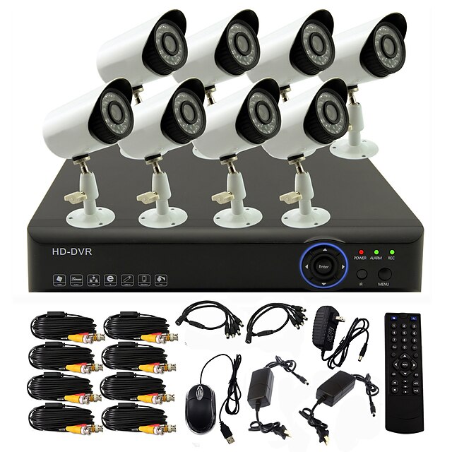  twvision® 8 csatornás 960h hdmi CCTV DVR 8x kültéri 800tvl biztonsági kamera rendszer
