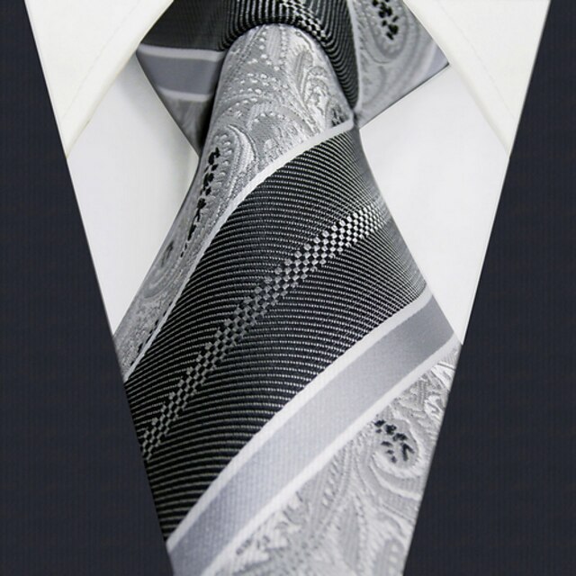  U29 Shlax&Wing White Black Paisley Ties Mens Necktie Silk Business Dress Suit