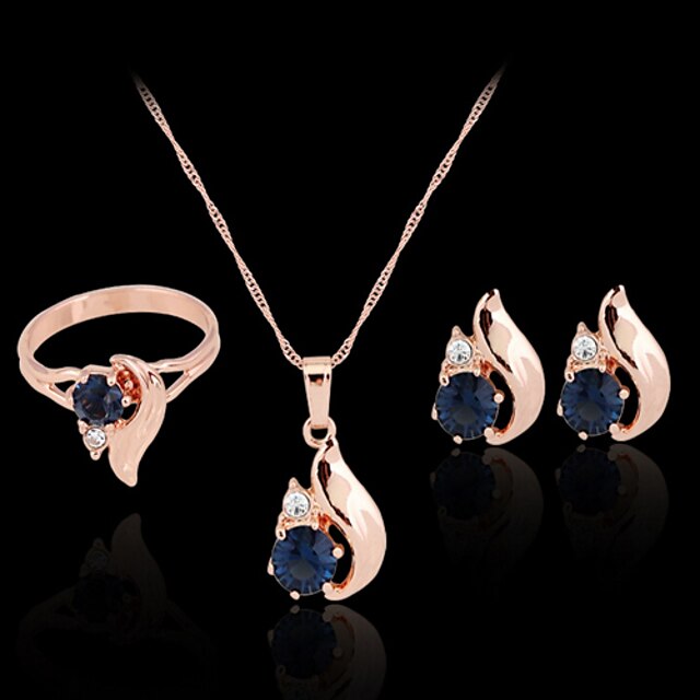  Synthetic Diamond Jewelry Set Stud Earrings Pendant Necklace Ladies Party Work Fashion Colorful Zircon Cubic Zirconia Imitation Diamond Earrings Jewelry Rose Gold For Party Special Occasion