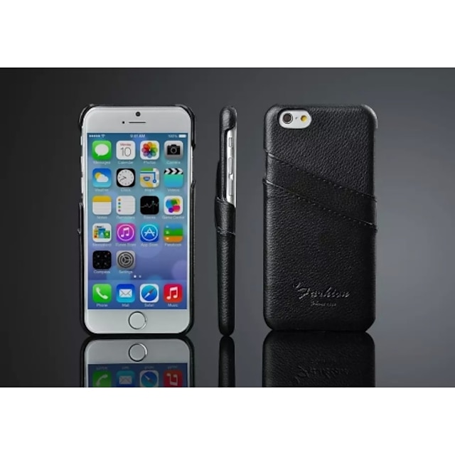  מגן עבור Apple iPhone 8 / iPhone 8 Plus / iPhone 6 Plus מחזיק כרטיסים כיסוי אחורי אחיד קשיח עור אמיתי ל iPhone 8 Plus / iPhone 8 / iPhone 7 Plus