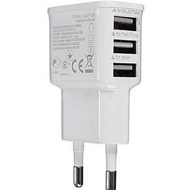  Universal plug ue 3-port cargador usb pour iphone 8 7 samsung galaxy s8 s7