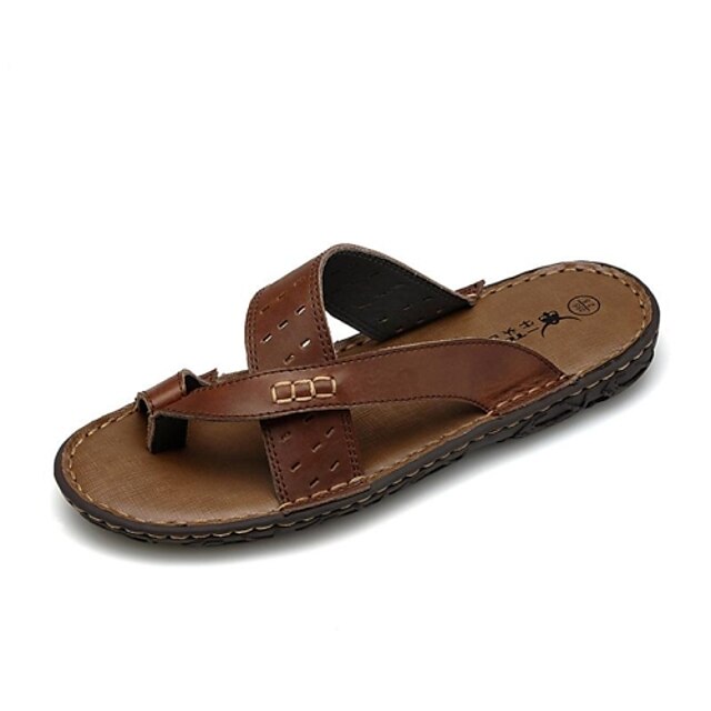  Men's Shoes Outdoor/Athletic/Casual Leather Sandals Brown