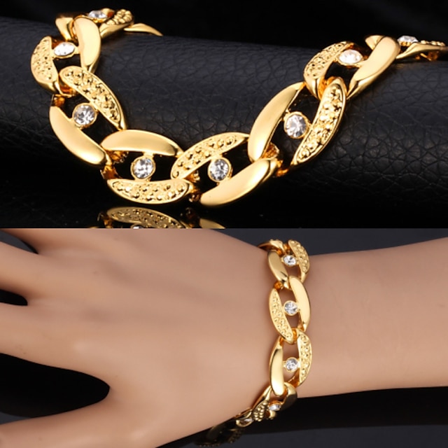  Men's Synthetic Diamond Chain Bracelet Vintage Bracelet Figaro Chunky Solitaire Statement Ladies Personalized Fashion Dubai Rhinestone Bracelet Jewelry Golden / Silver For Christmas Gifts Wedding