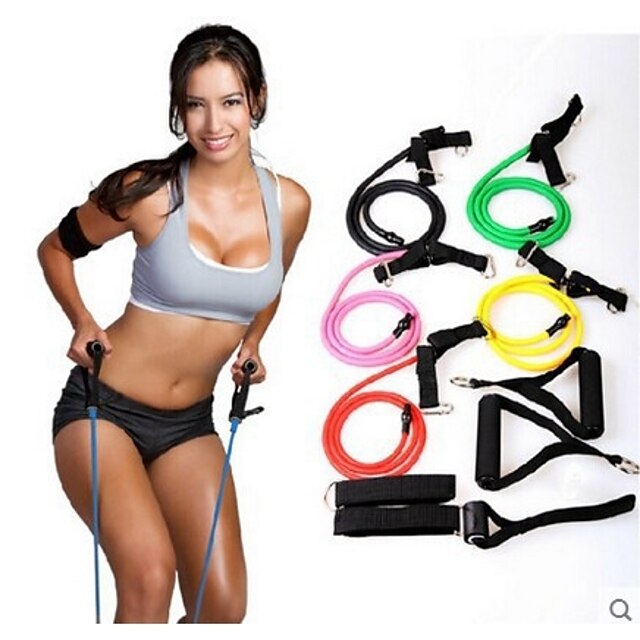  Natural Tension Health Elastic Exercise Stretch Belt Pull Rope Strap with Handle Sport Resistance Bands 