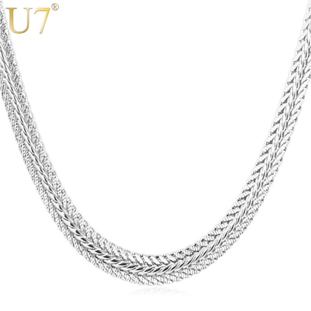  U7® Men's Classic Thick Foxtail Chains 18K Gold/Rose Gold/Platinum Plated Men Jewelry 18'' Fashion Choker Necklaces