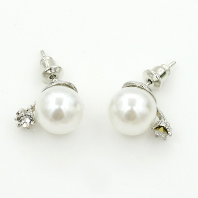  Women's Crystal Stud Earrings European Fashion 18K Gold Plated Pearl Imitation Pearl Earrings Jewelry Gold / Silver For / Imitation Diamond / Rhinestone / Austria Crystal