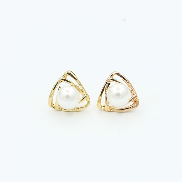  Women's Crystal Stud Earrings Ladies Fashion European 18K Gold Plated Pearl Imitation Pearl Earrings Jewelry Gold / Silver For / Imitation Diamond