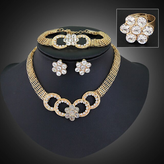  Women's Jewelry Set Vintage Party Work Casual Statement Jewelry Link/Chain Party Gemstone & Crystal Cubic Zirconia Alloy Bracelet