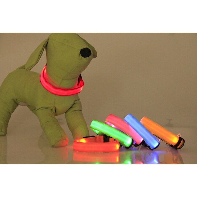  Cat Dog Collar Light Up Collar LED Lights Adjustable / Retractable Solid Colored Nylon Yellow Red 1 pc
