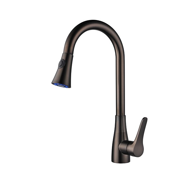  Kitchen faucet - One Hole Oil-rubbed Bronze Pull-out / ­Pull-down / Tall / ­High Arc Deck Mounted Antique Kitchen Taps / Brass / Single Handle One Hole