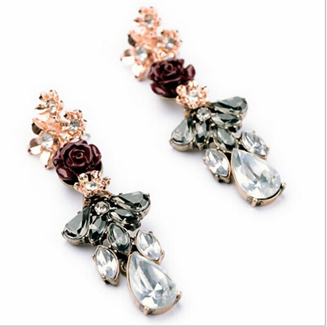  Drop Earrings Gemstone Alloy Fashion Luxury Jewelry Screen Color Jewelry 2pcs