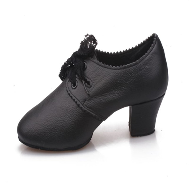  Women's Modern Shoes Synthetic Heel Lace-up Chunky Heel Non Customizable Dance Shoes Black / Indoor / Practice / Professional