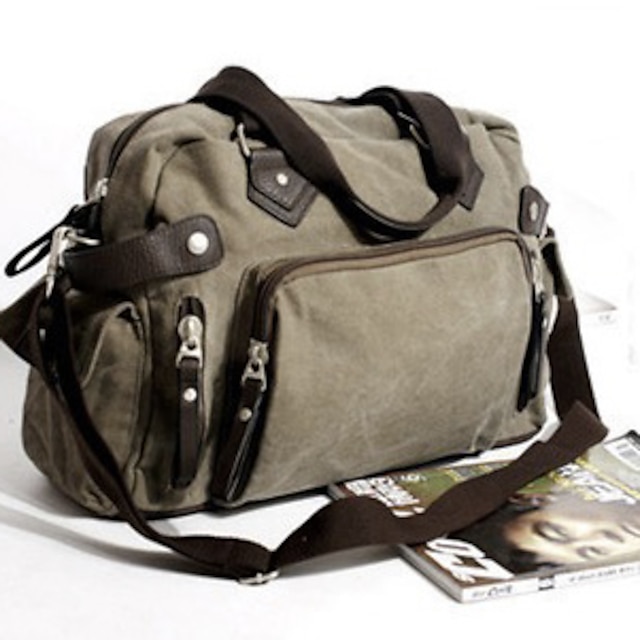  Men's Bags Canvas Shoulder Bag for Casual Black / Khaki