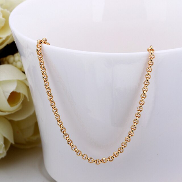  Fashion Snake Shape White Gold Plated Copper Alloy Rolo Chain Necklace(Gold,Rose Gold,White Gold)(1Pc)
