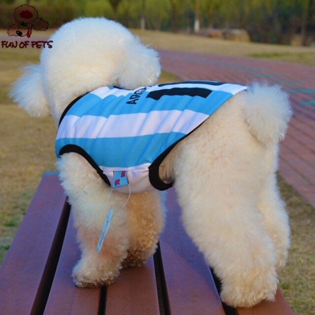  Gato Perro Camiseta Chaleco Ropa para cachorros Rayas Letra y Número Cosplay Boda Ropa para Perro Ropa para cachorros Trajes De Perro Azul Disfraz para perro niña y niño Terileno XS S M L XL
