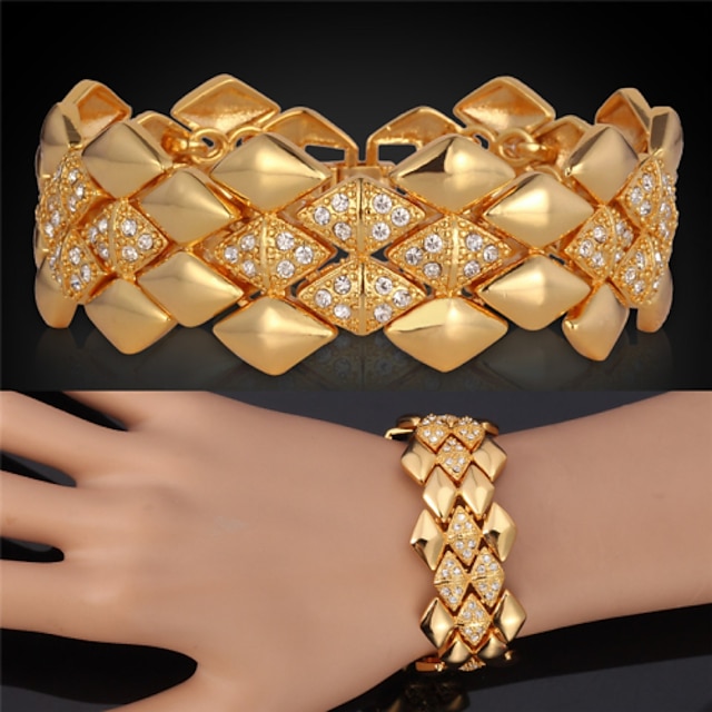  Women's Crystal Chain Bracelet Bracelet Bangles Vintage Bracelet Layered Ladies Luxury Multi Layer Dubai Elizabeth Locke 18K Gold Plated Bracelet Jewelry Golden For Wedding Party Special Occasion