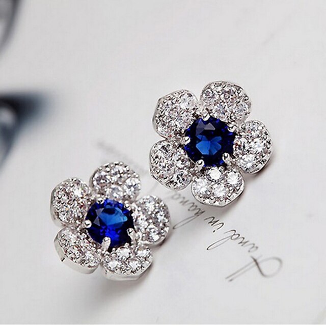  Women's Crystal Stud Earrings Luxury Fashion Earrings Jewelry Blue / Green For