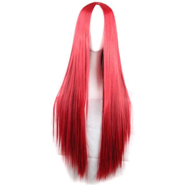  nouvelle exclusion anime cosplay longue ligne droite des cheveux roux perruque 80cm