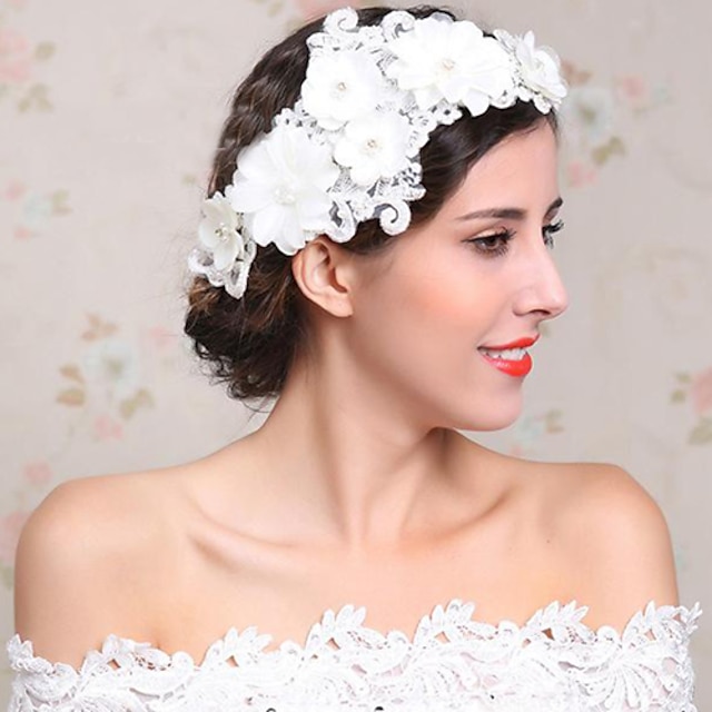  Imitation Pearl Rhinestone Flannelette Flowers Headpiece Elegant Style