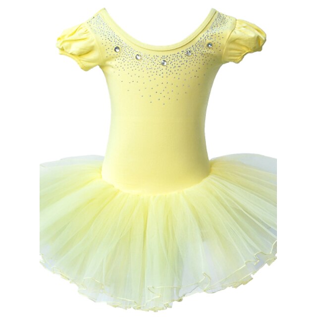  Νήπιο Κοριτσίστικα Δαντέλα Μονόχρωμο Κοντομάνικο Βαμβάκι Φόρεμα Κίτρινο