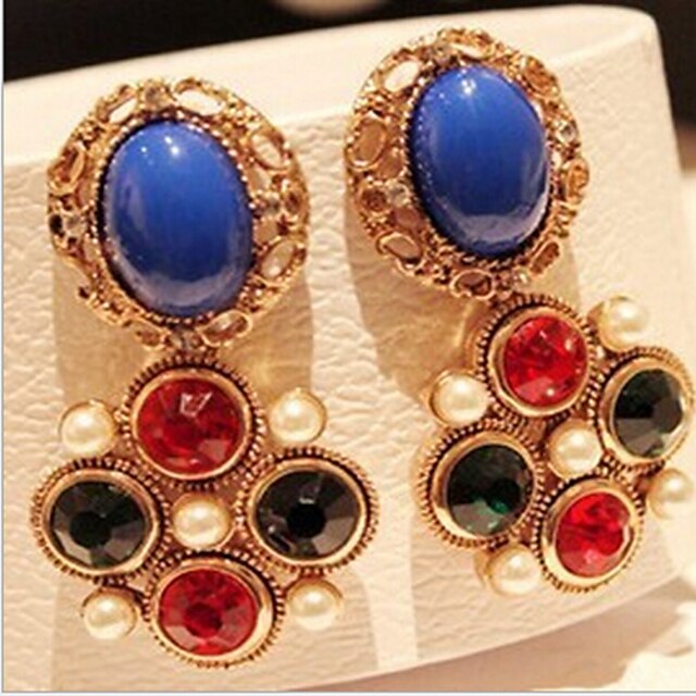  Women's Cubic Zirconia Drop Earrings Ladies Vintage Fashion Cubic Zirconia Gold Plated Earrings Jewelry Screen Color For Daily