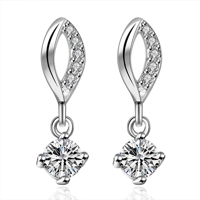  Femme Zircon cubique Boucles d'oreille goujon / Clips - Zircon, Plaqué argent Goutte, Lèvres Luxe, Mode Argent Pour Mariage / Soirée / Quotidien