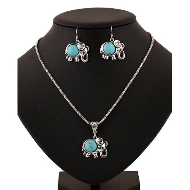  Turquoise Jewelry Set Elephant Animal Turquoise Earrings Jewelry Green For Daily Casual / Necklace