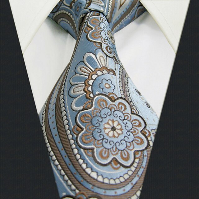  U3 Shlax&Wing Blue Paisley Geometric Neckties Mens Tie Silk Handmade Extra Long