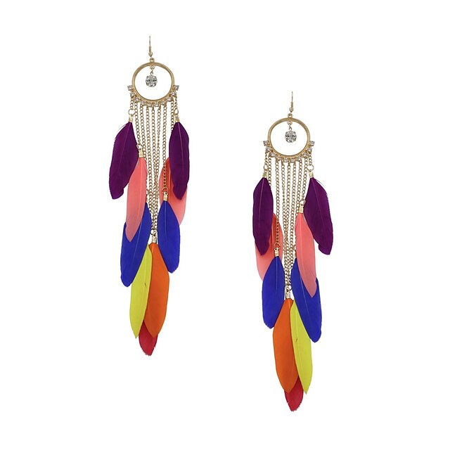  Women's Drop Earrings Dangling Dangle Feather Rhinestone Feather Earrings Jewelry For Wedding Party Daily Casual Sports