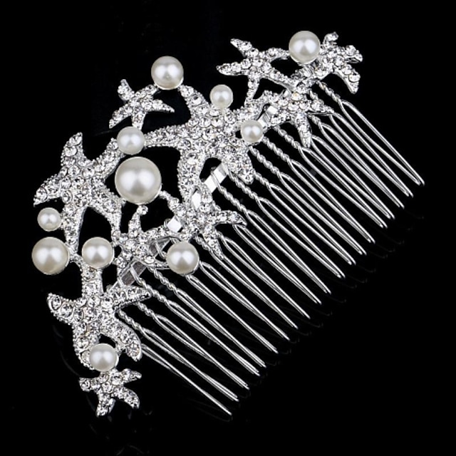  Vintage Charming Design Wedding Bride  Starfish Headband Cown Crystal And Pearls Hair Accessior Mermaid