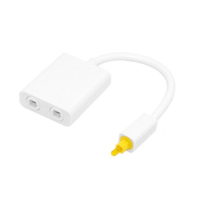  2port Toslink digital de fibra óptica adaptador divisor de audio cable de audio óptico de 1 en 2 de blanco