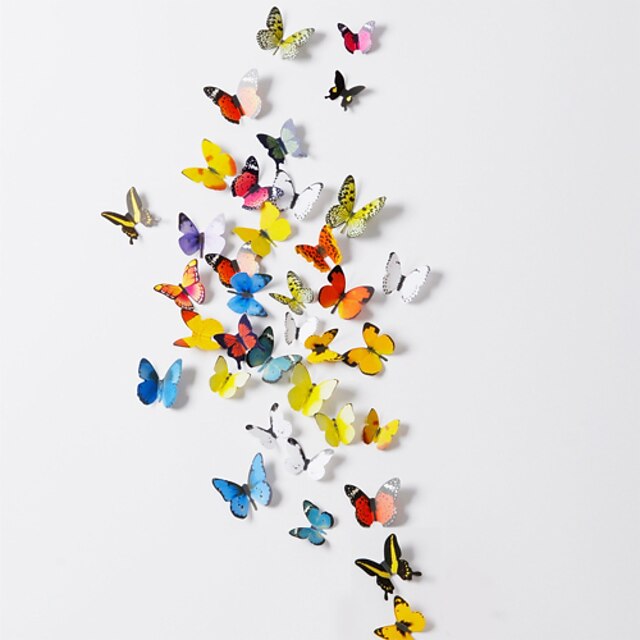  38 Pcs Set of 2 3D Emulational Butterfly PVC Wall Stickers with Foam Stick 38 Pieces PVC/Plastic