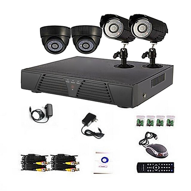  4 Channel hjemmet og kontoret DIY CCTV DVR System (P2P Online, 4 D1 optagelse)