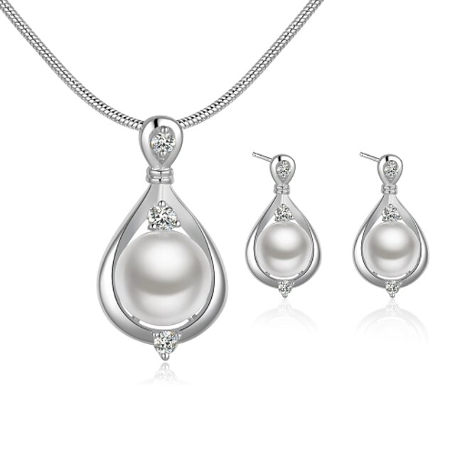  Cubic Zirconia Jewelry Set - Pearl Drop Fashion Include For Party / Special Occasion / Daily / Earrings / Necklace